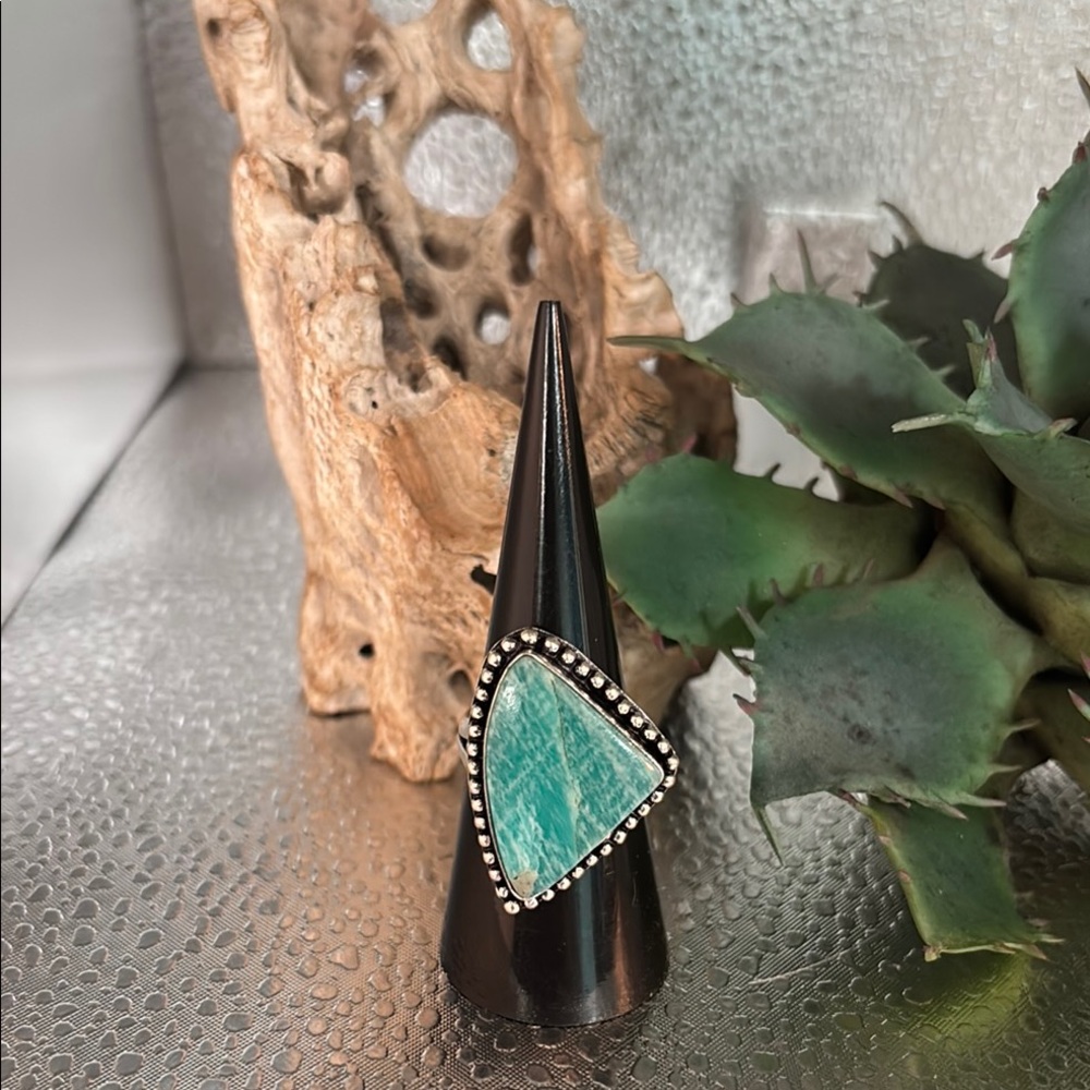 Size 7&3/4 Amazonite gemStone Ring with Silver Accents